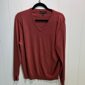 J crew Mercantile men’s v neck cotton wool blend sweater dusty brick L